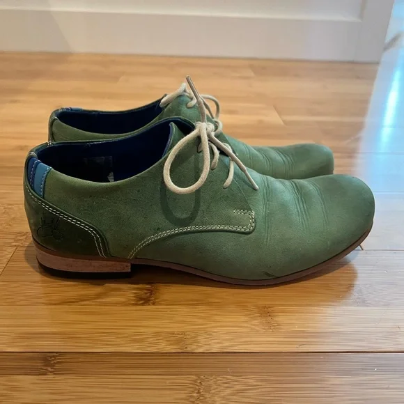 John Fluevog Radio CBC Leather & Suede Derby Shoes - Picture 6 of 8